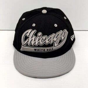 New Era Chicago White Sox Script Hat Fitted 7 Blk/Gray Wool MLB City under Brim